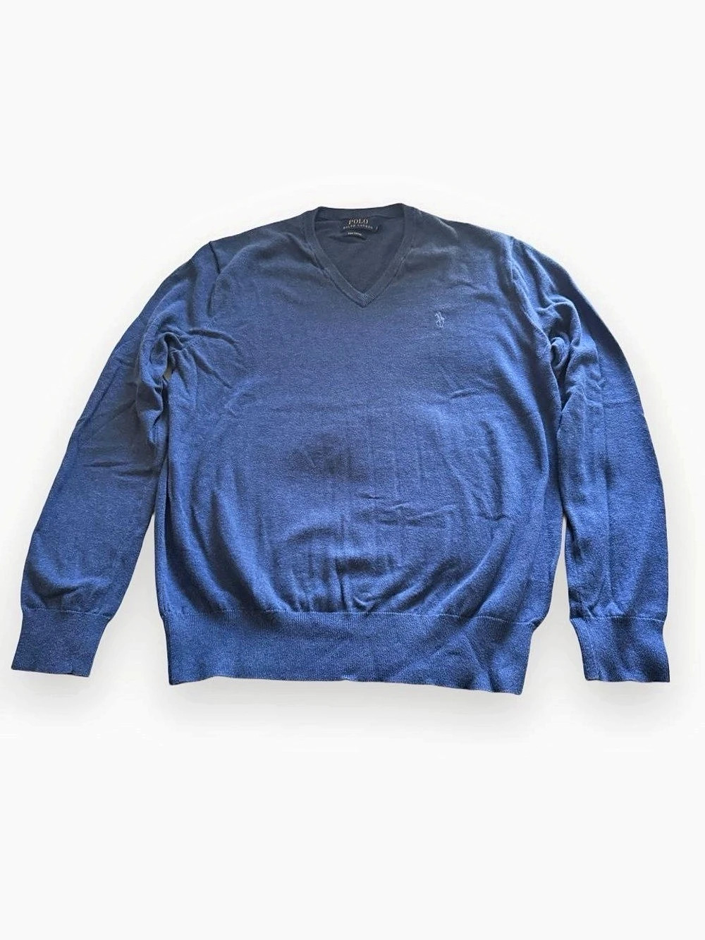 Polo Ralph Lauren Pima Cotton V-Neck Sweater Men'Small Blue